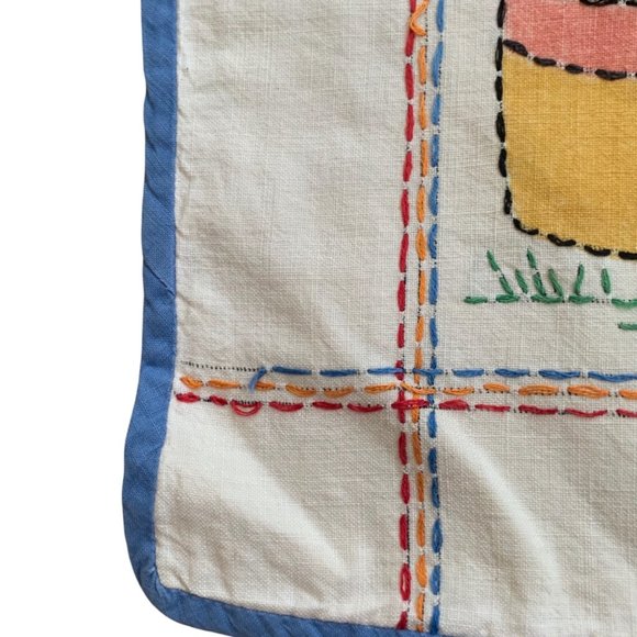 Vintage Hand Embroidered Whimsy Throw Pillowcase Set - Picture 7 of 13